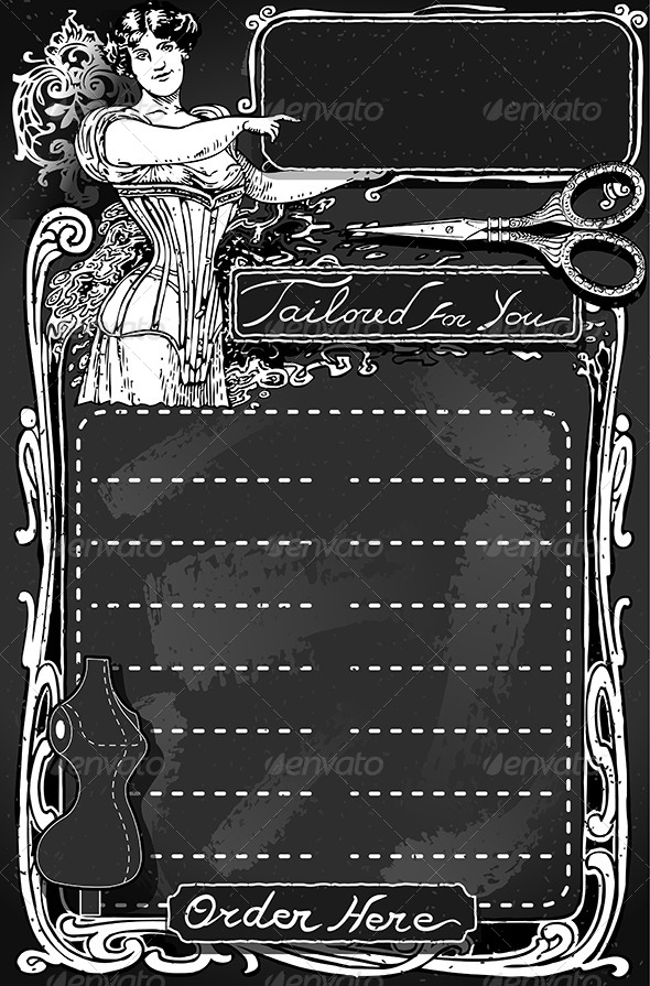 Vintage Blackboard for Tailor Shop - Decorative Vectors