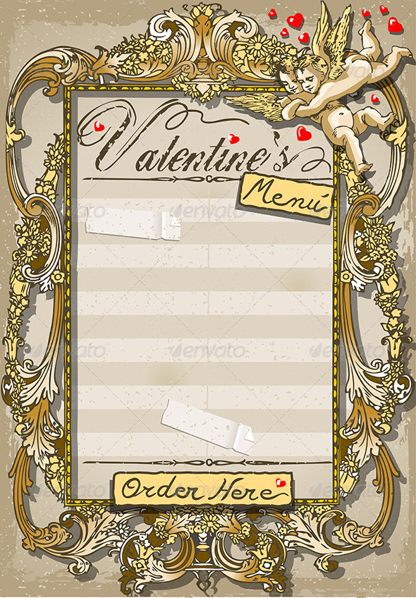 Vintage Graphic Page for Valentine’s Menu - Decorative Vectors