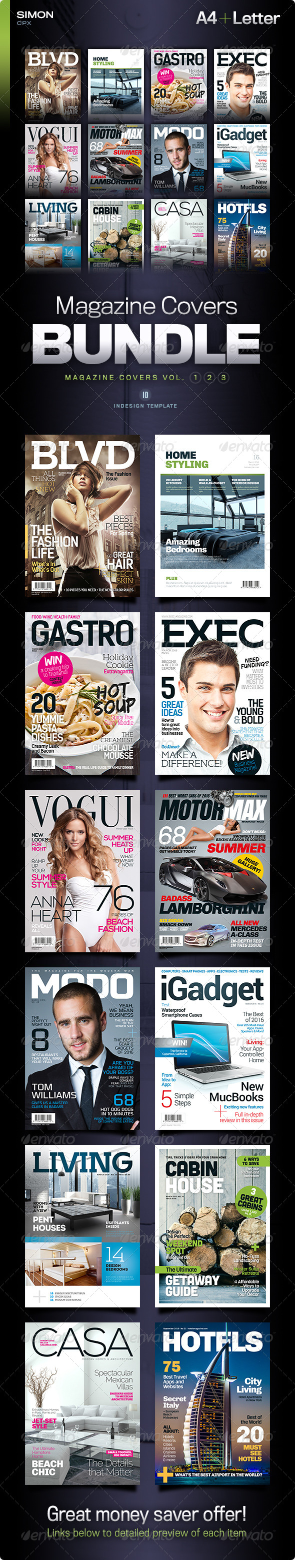 Magazine Covers Bundle Vol. 1-2-3 - Magazines Print Templates