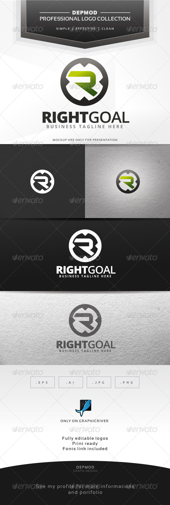 Right Goal Logo - Letters Logo Templates