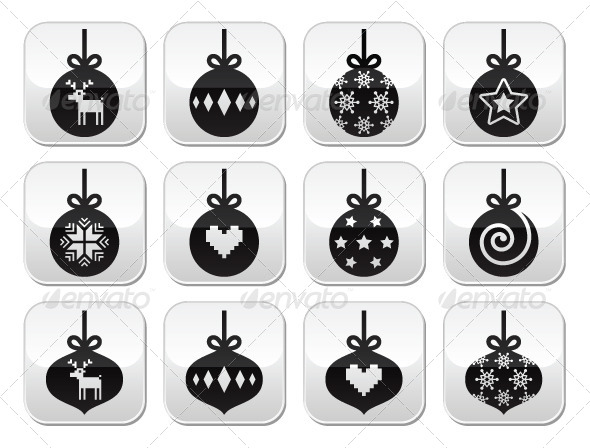 Christmas Bauble Buttons - Christmas Seasons/Holidays