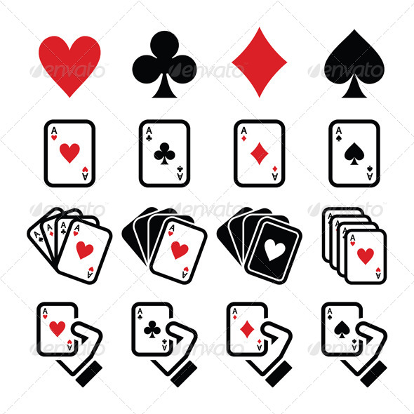 Playing Cards, Poker, Gambling Icons Set - Sports/Activity Conceptual