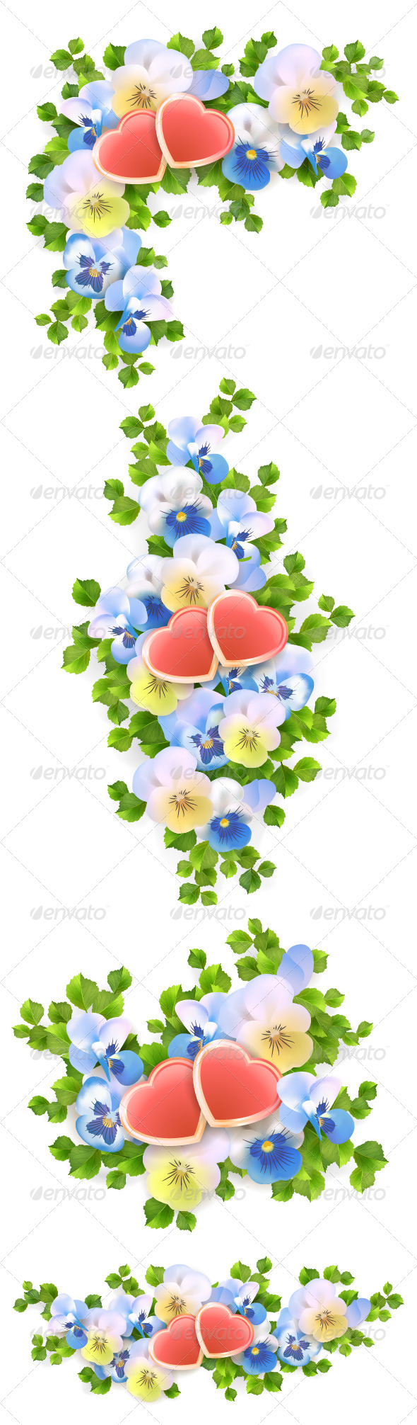 Flowers Bouquet Hearts on White Background - Flowers & Plants Nature