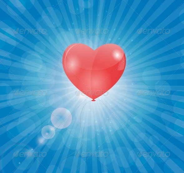Happy Valentines Day Card with Heart Balloon - Valentines Seasons/Holidays