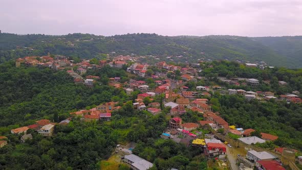 Aerial view on Signagi and Alazani valley, Georgia. Sighnaghi city of love in Georgia alt