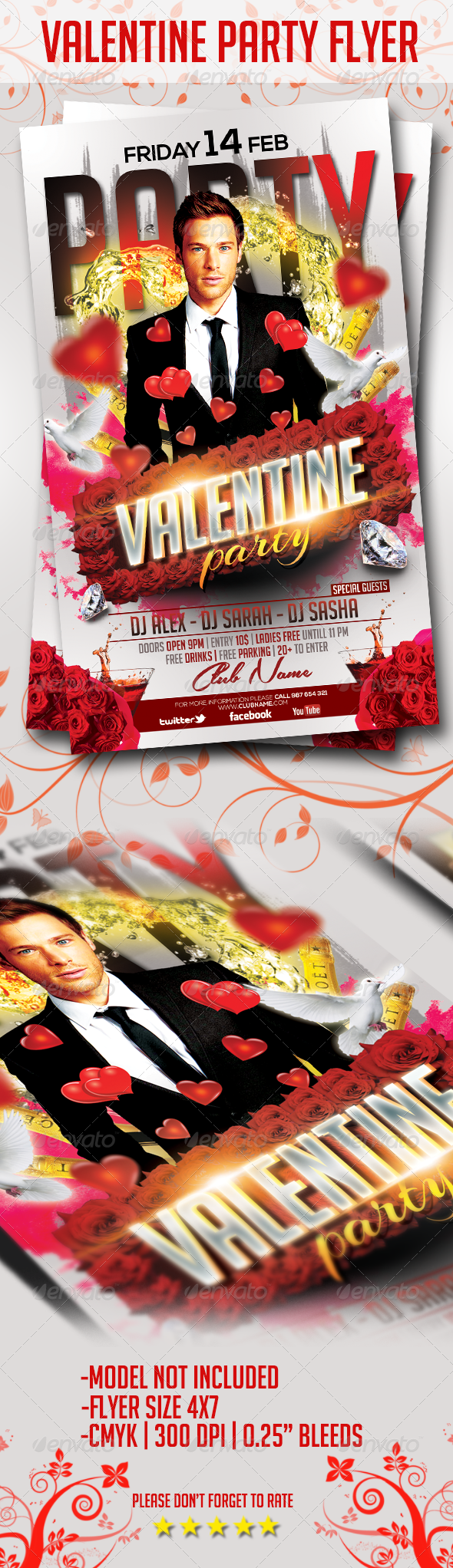 Valentine Party Flyer Template - Clubs & Parties Events