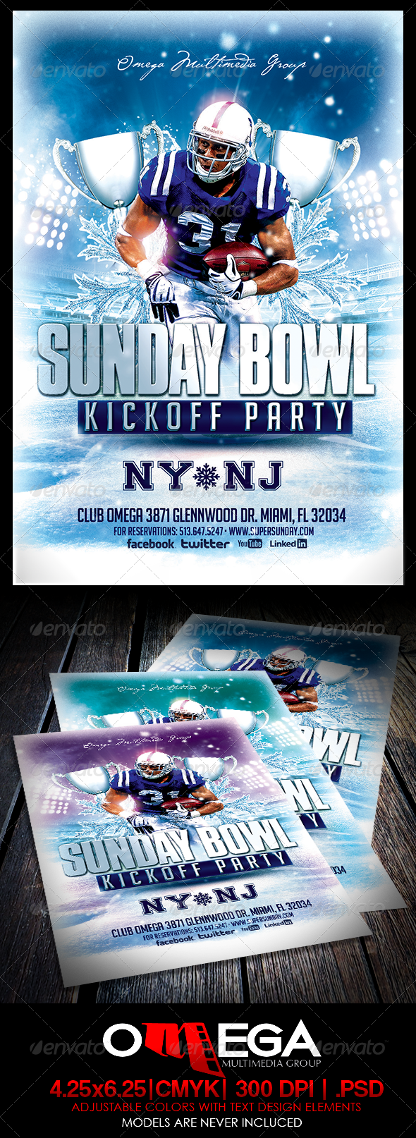 Sunday Bowl Kickoff Party - Events Flyers