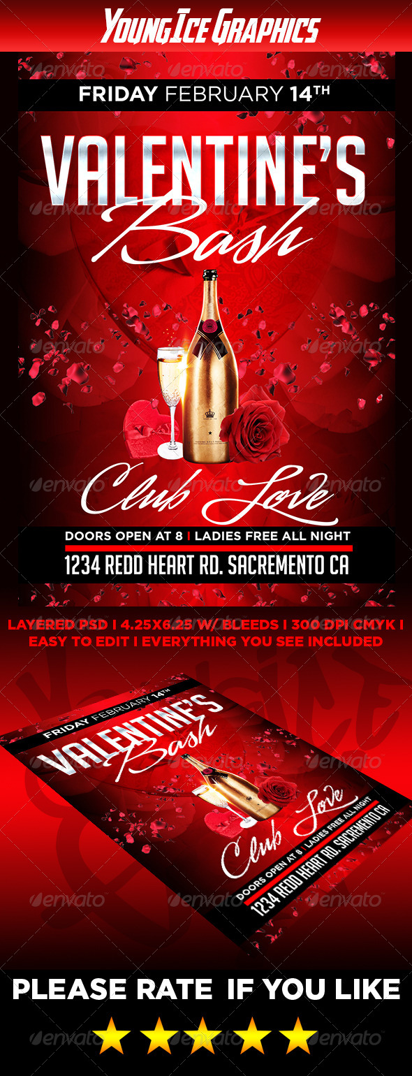 Valentines Bash Flyer - Clubs & Parties Events