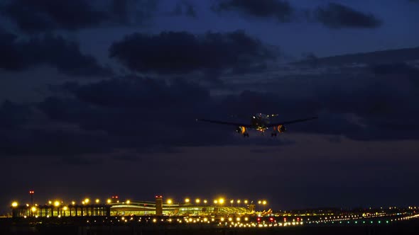 Airplane Landing At Night