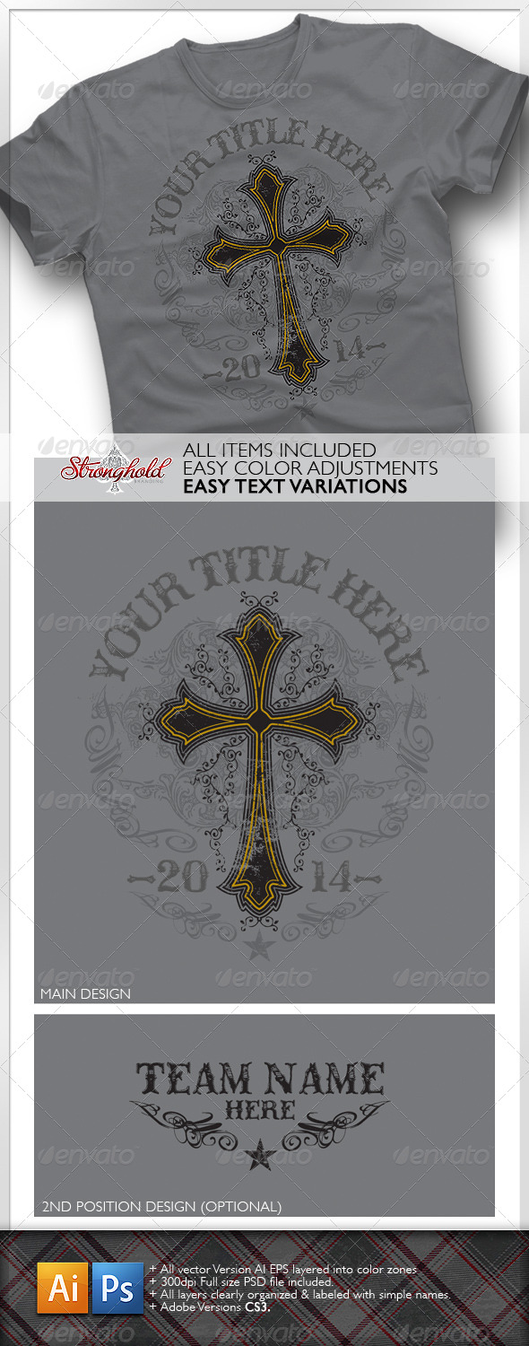 Western Cross Distressed T-shirt Design - T-Shirts