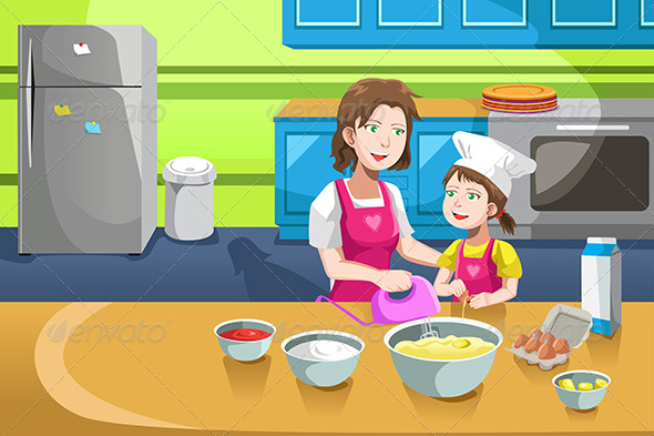 Mother Daughter Baking - People Characters
