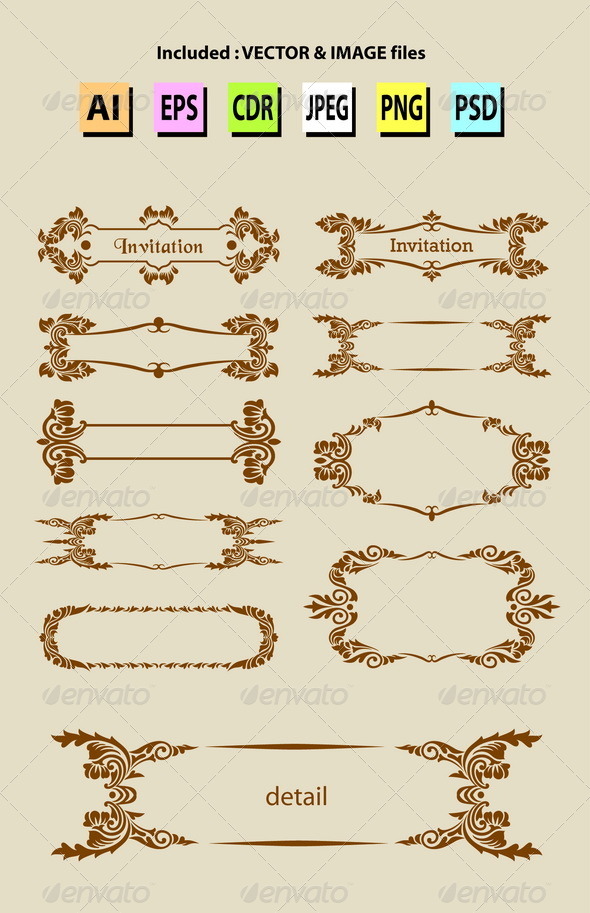 Label Ornament Decorations - Flourishes / Swirls Decorative