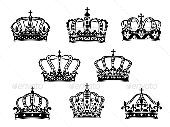 Collection of Heraldic Royal Crowns - Decorative Symbols Decorative
