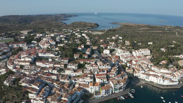 Drone View of Beautiful Seaside Town Cadaques alt