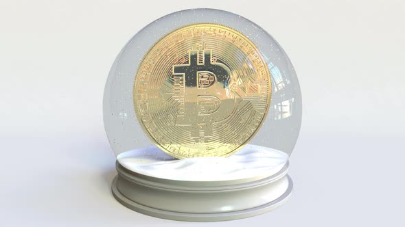 Glass Snowball with Bitcoin Coin Inside alt