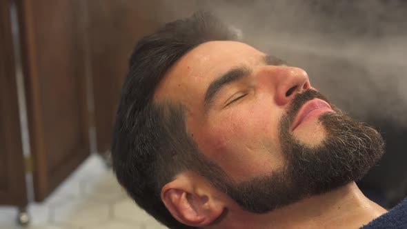 Steam Treatment of the Face in a Barbershop
