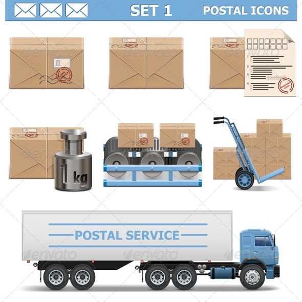 Vector Postal Icons Set 1 - Industries Business