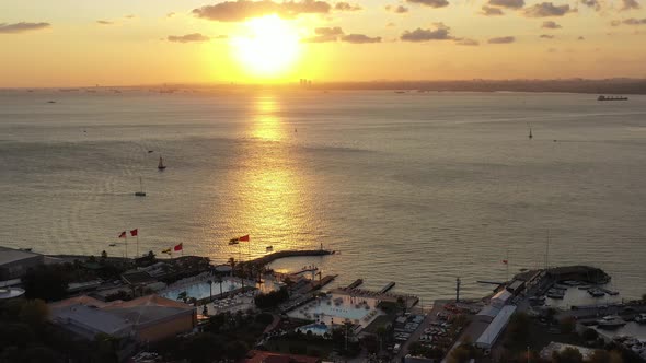 Istanbul Sunset Seaside Luxury Restaurant And Pool Aerial View