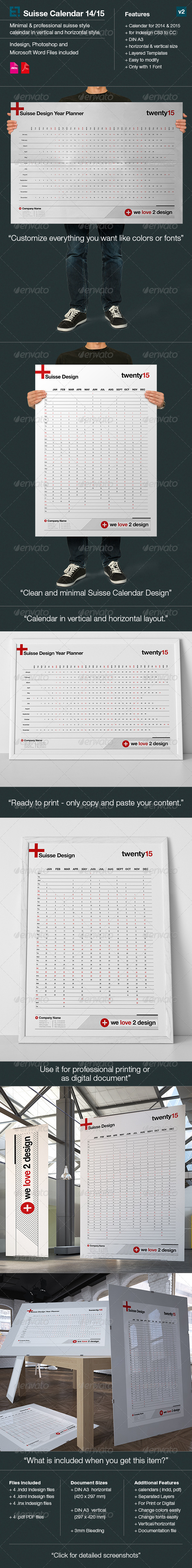 Year Wall Planner For 14 And 15 Suisse Design By Egotype Graphicriver