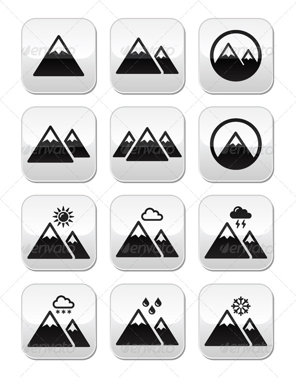 Mountain Buttons Set - Landscapes Nature