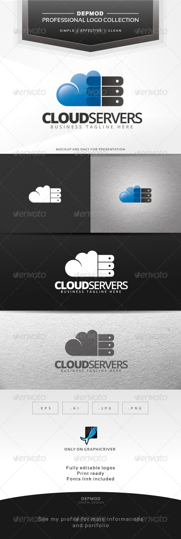Cloud Servers Logo - Symbols Logo Templates