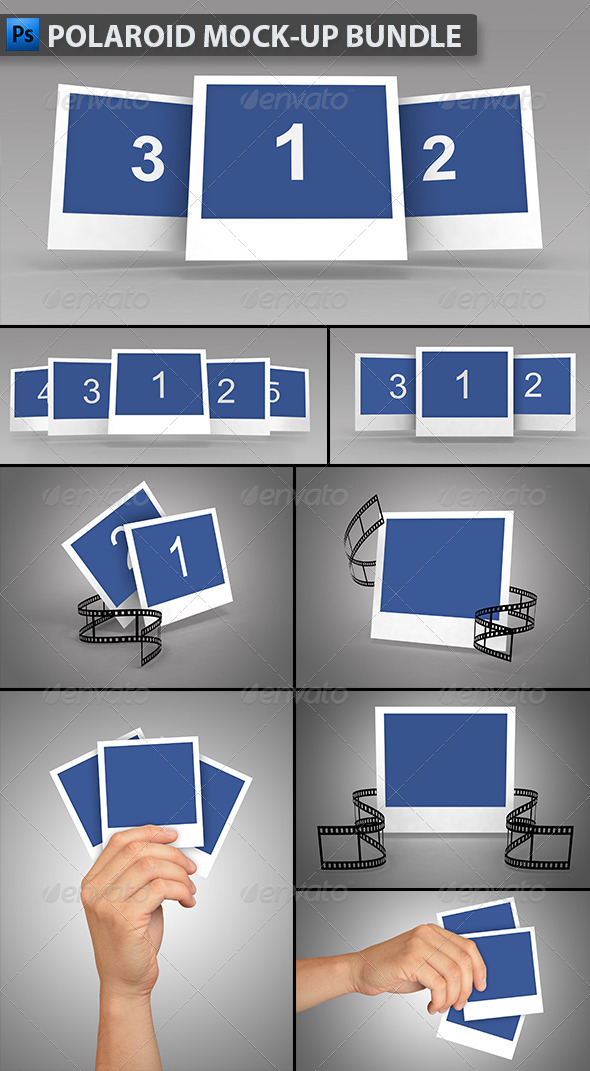 Polaroid Mock-up Bundle - Product Mock-Ups Graphics