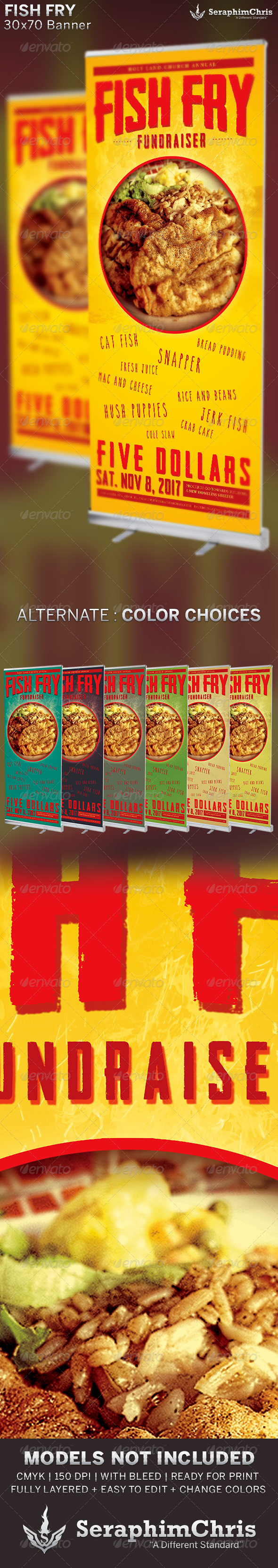 Fish Fry: Banner Template - Signage Print Templates