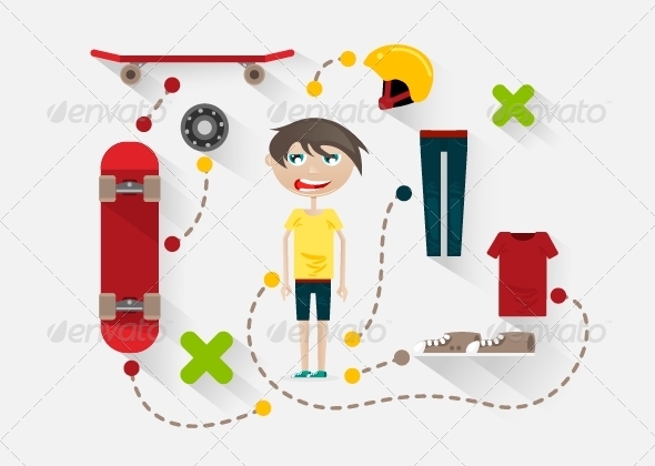 Flat Design Skater - Sports/Activity Conceptual