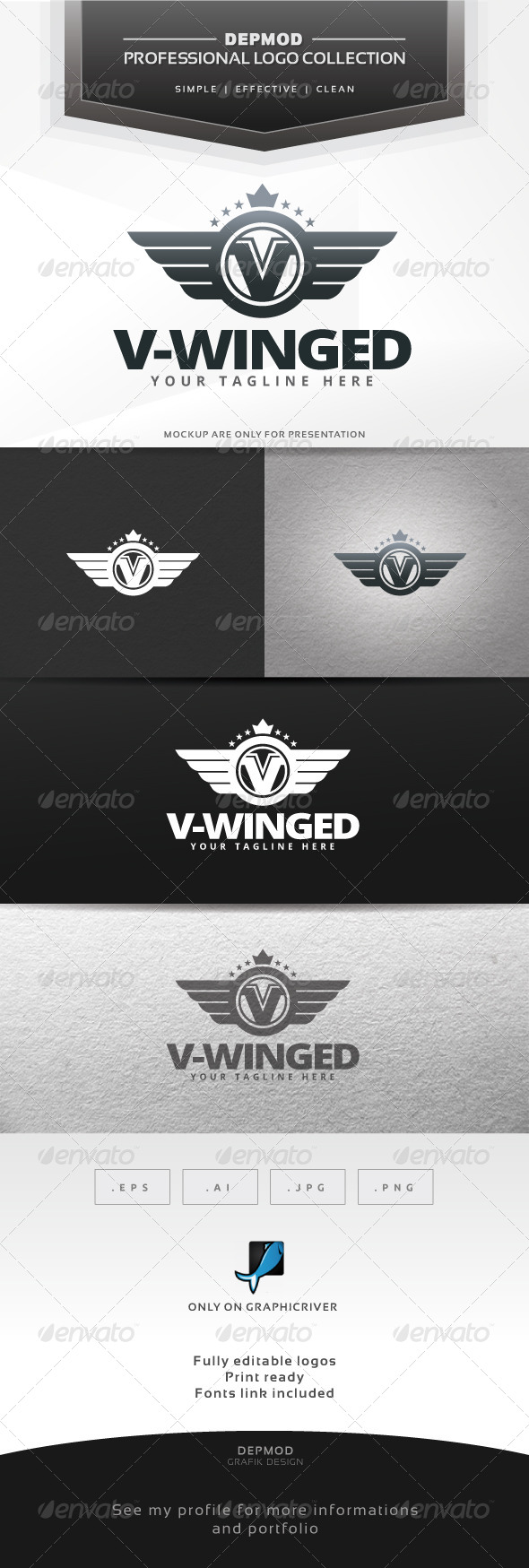 V-Winged Logo - Crests Logo Templates