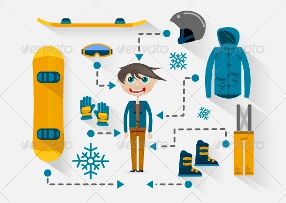 Flat Design Snowboarder - Sports/Activity Conceptual