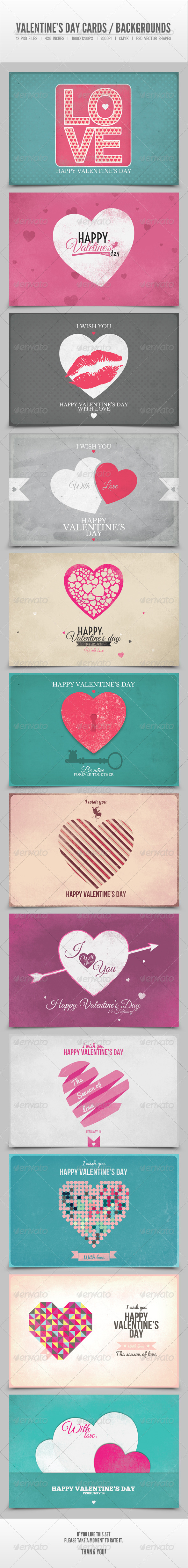 Valentine's Day Cards / Backgrounds Vol.4 - Backgrounds Graphics