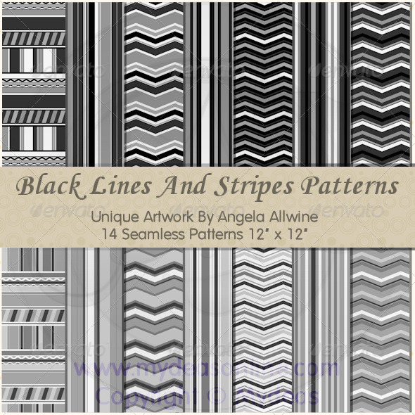 Black Lines And Stripes Pattern Set - Patterns Backgrounds
