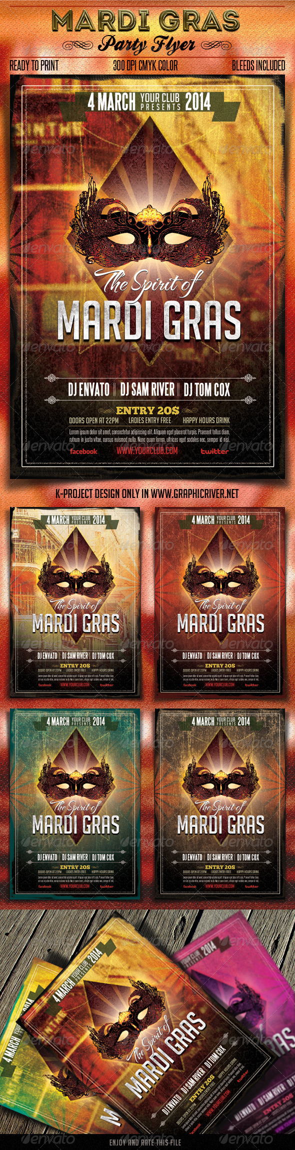 Mardi Gras Party Flyer - Clubs & Parties Events