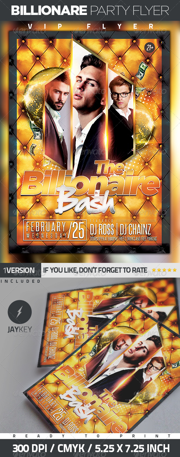 Billionaire Bash Party Flyer - Clubs & Parties Events