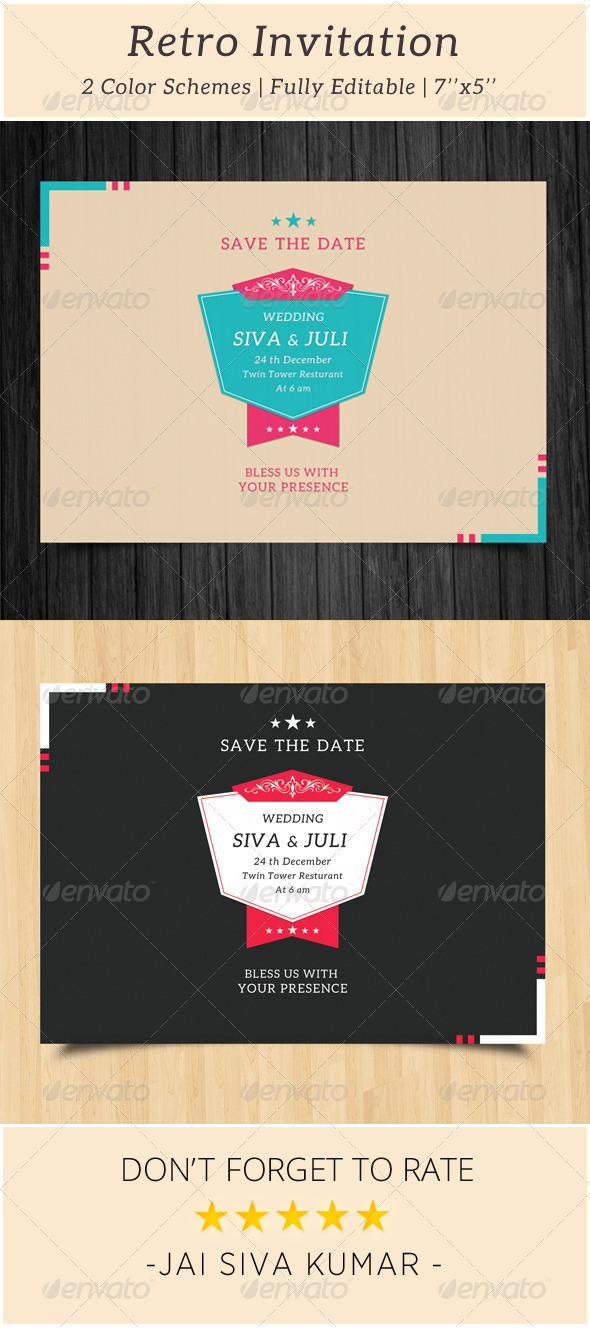 Retro Wedding Invitation - Weddings Cards & Invites