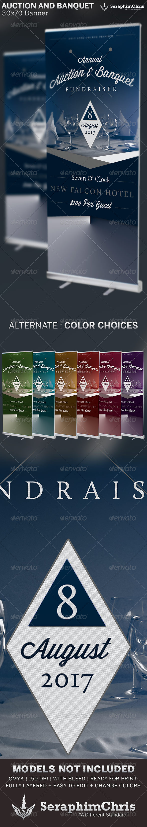 Auction and Banquet Fundraiser: Banner Template - Signage Print Templates