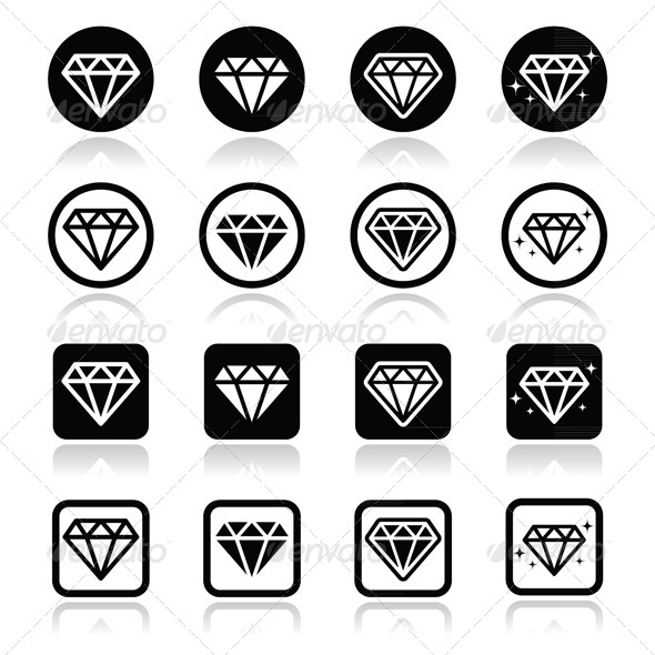 Diamond, Luxury Vector Icons Set - Weddings Seasons/Holidays
