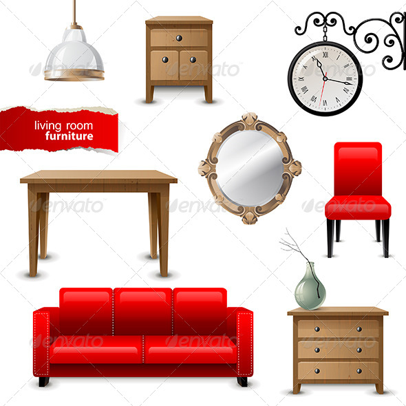 Living Room Furniture - Objects Vectors