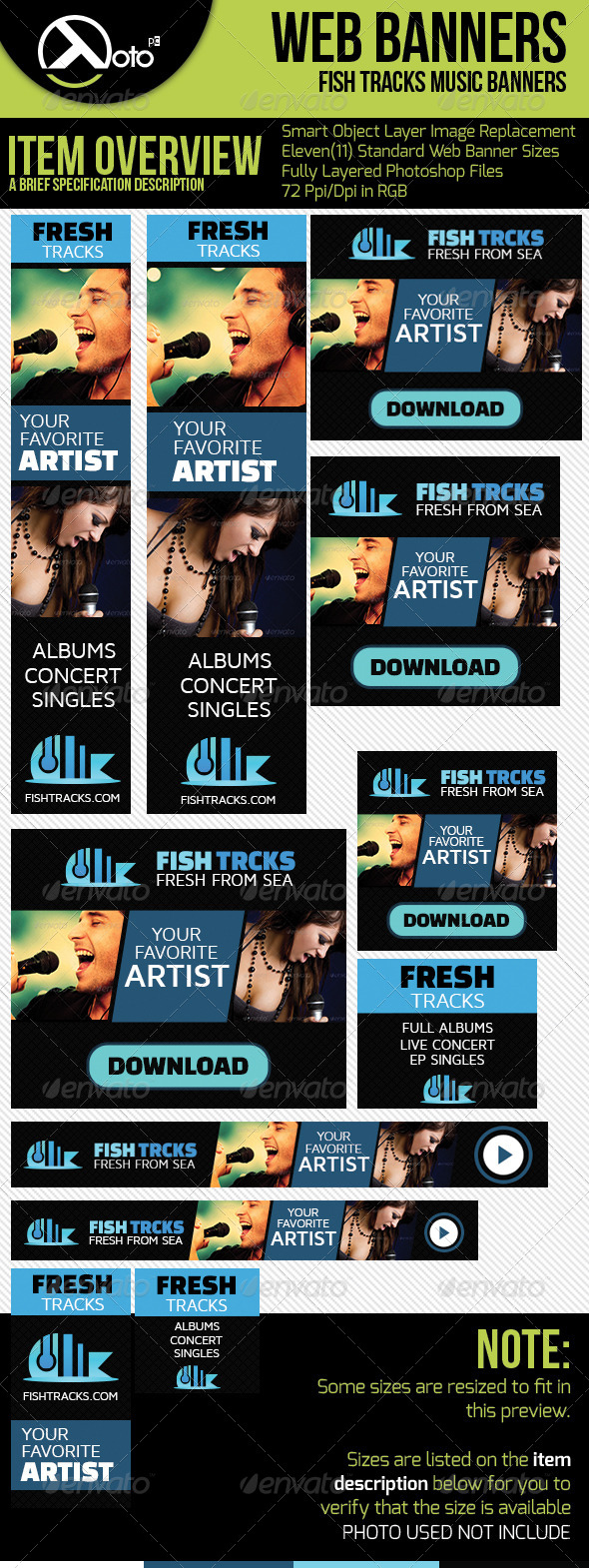 Fish Tracks Online Music Store Web Banners - Banners & Ads Web Elements