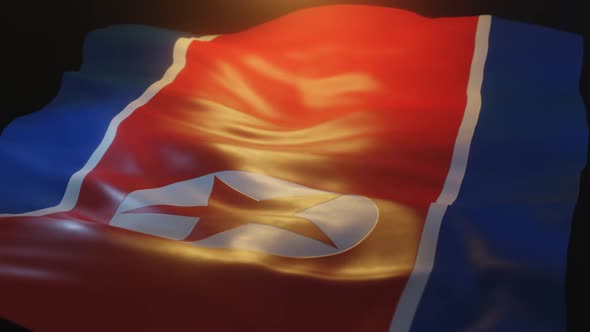 North Korea Flag Low Angle View