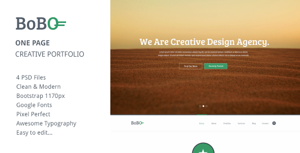 Bobo - One Page Creative Portfolio PSD Template