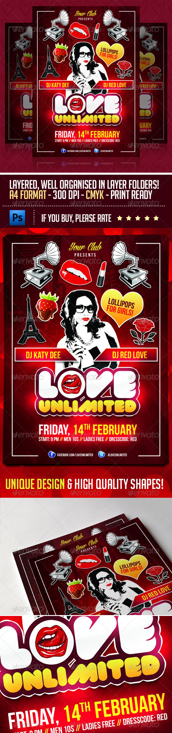 Love Unlimited Valentines Day Flyer - Events Flyers