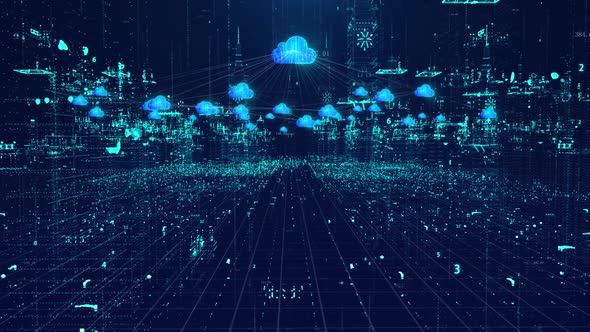 Holographic Smart City And Cloud Computing Data Center Covered By Network