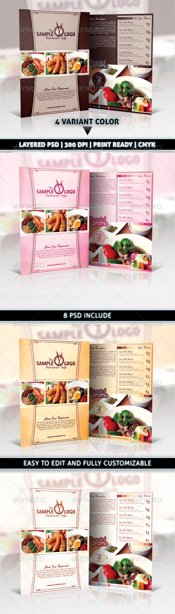 Modern & Elegant Restaurant Food Menu Flyer - Restaurant Flyers