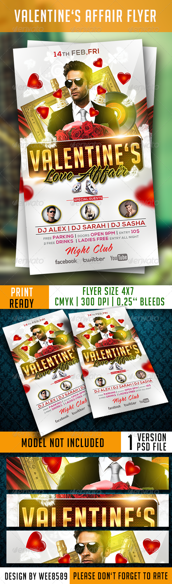Valentine's Affair Flyer Template - Clubs & Parties Events