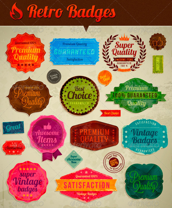 Retro Vintage Badges - Web Elements Vectors