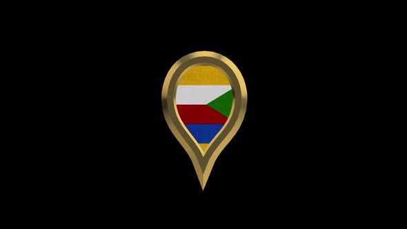 Comoros Flag 3D Rotating Location Gold Pin Icon alt