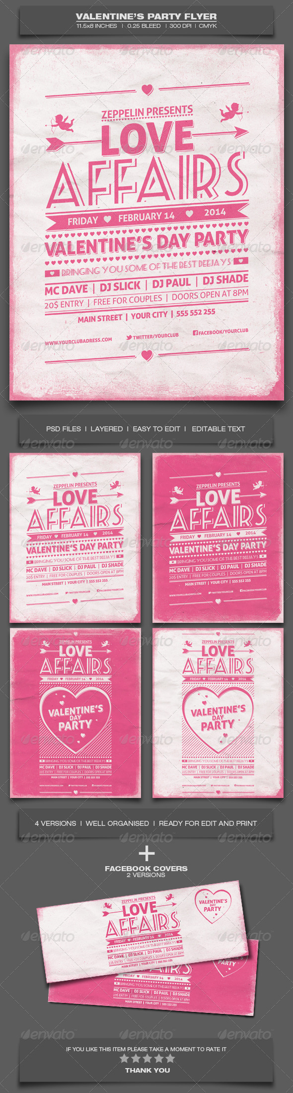 Valentine's Day Party - Event Flyer Template 7 - Holidays Events