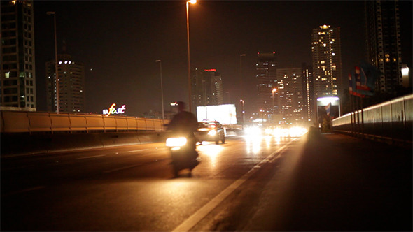Nightime Traffic Bangkok, Thailand alt