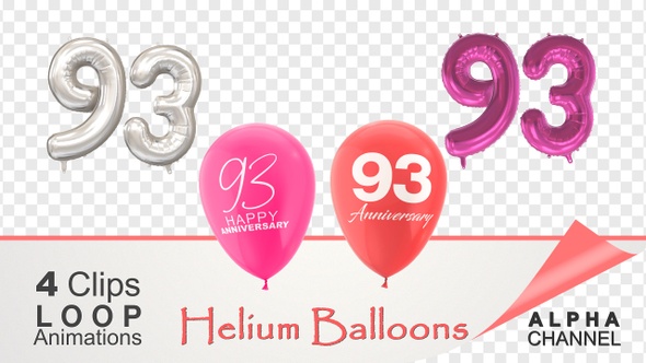 93 Anniversary Celebration Helium Balloons Pack